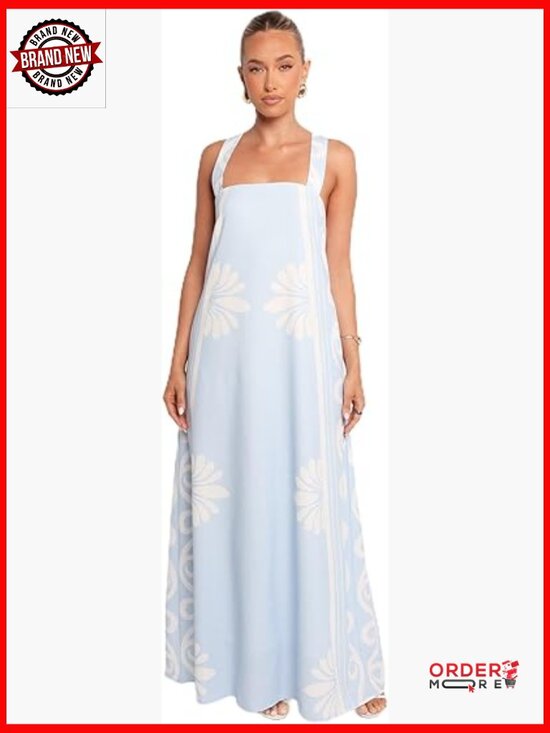 Dresses & Skirts - Elegant A-Line Maxi Dress with Pockets, Spaghetti Straps